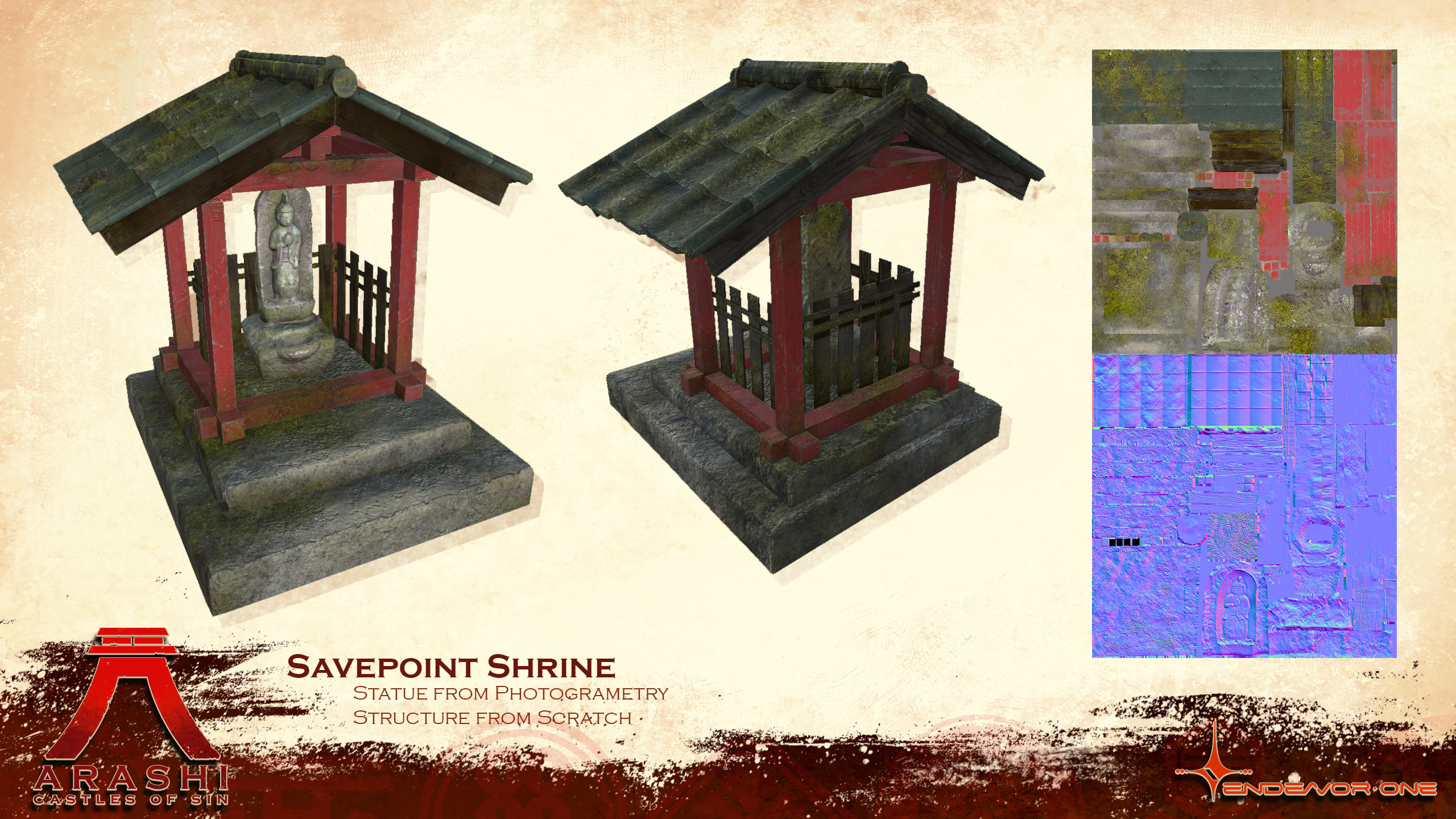 <h3>Save Point Shrine</h3>3DsMax, Substance Painter<br>2020<br>Arashi: Castles of Sin © Endeavor One